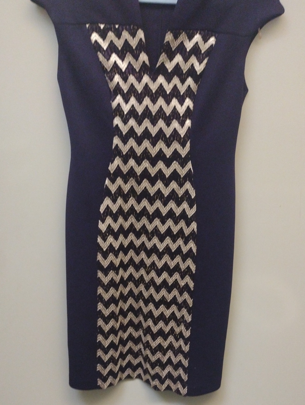 Purple Dress with Gold Color Chevron Front Panel